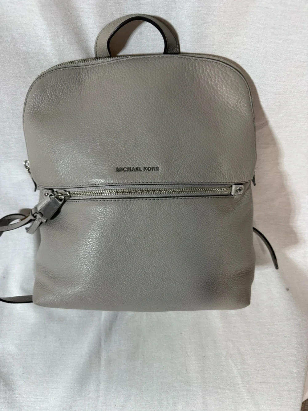MICHAEL KORS Gray Pebbled Leather Backpack